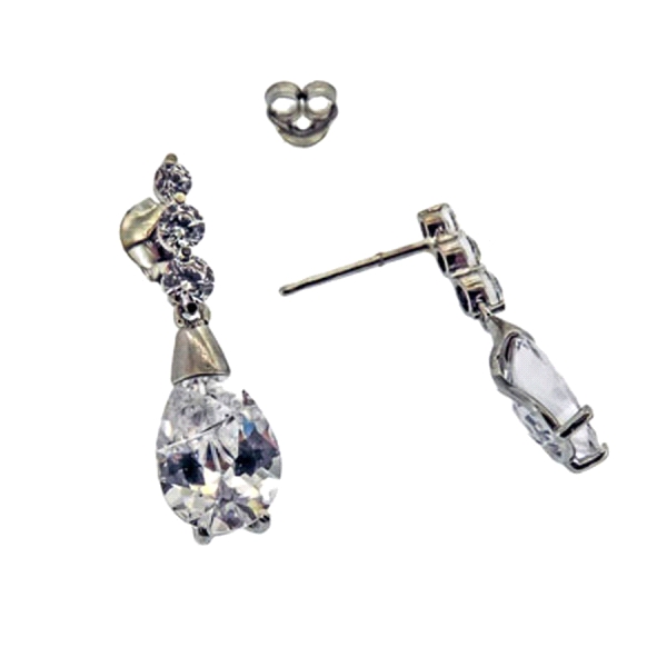 PENDIENTES NOVIA ORO BLANCO 18 KTES.                                                                