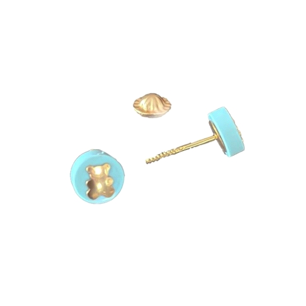 PENDIENTES OSITO NACAR ORO 18 KTES, 6 MM                                                            