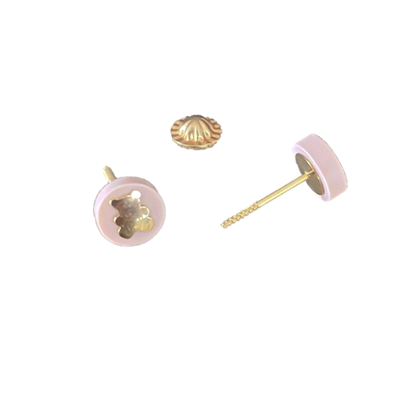 PENDIENTES OSITO NACAR ORO 18 KTES. 6 MM