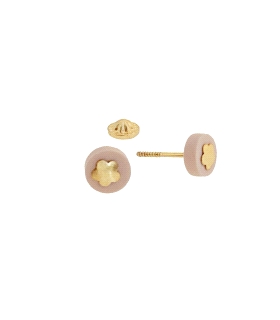PENDIENTES FLOR NACAR ORO 18 KTES.. 6 MM                                                            