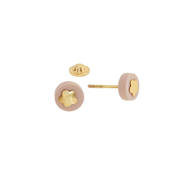 PENDIENTES FLOR NACAR ORO 18 KTES.. 6 MM                                                            