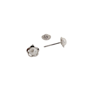 PENDIENTES FLOR ORO BLANCO 18 KTES. 5.5