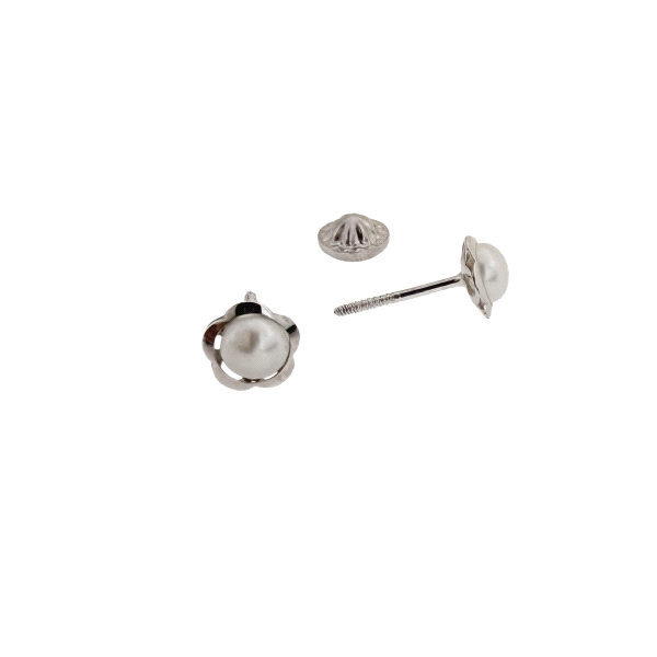 PENDIENTES FLOR ORO BLANCO 18 KTES. 5.5