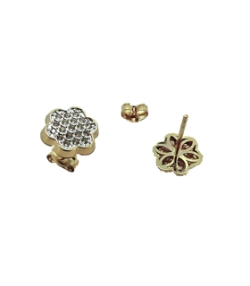 PENDIENTES FLOR ORO 18 KTES. BICOLOR 8 M