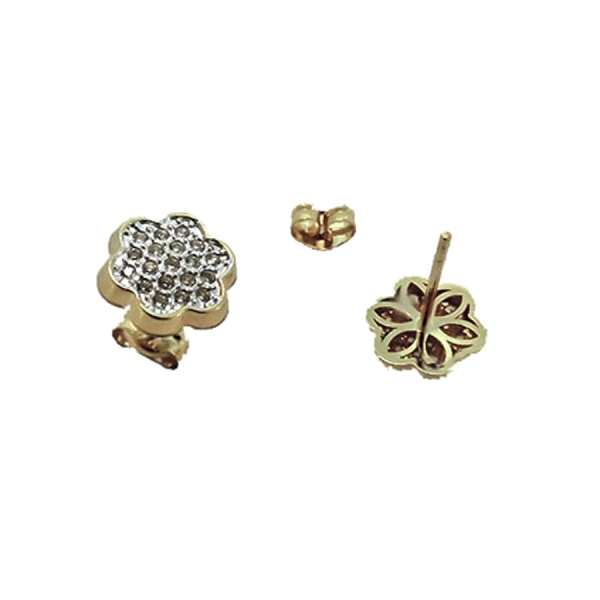 PENDIENTES FLOR ORO 18 KTES. BICOLOR 8 M