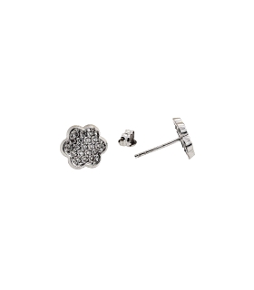 PENDIENTE FLOR ORO BLANCO 18 KTES 8 MM