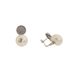 PENDIENTES PERLA ORO BLANCO 18 KTES. 9.5