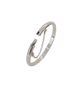PULSERA MEDIA CAÑA BRILLO NIÑA PLATA 1ª LEY 5 X 46 MM.