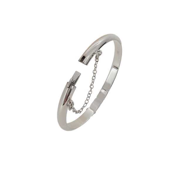 PULSERA MEDIA CAÑA BRILLO NIÑA PLATA 1ª LEY 5 X 46 MM.